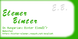 elemer binter business card